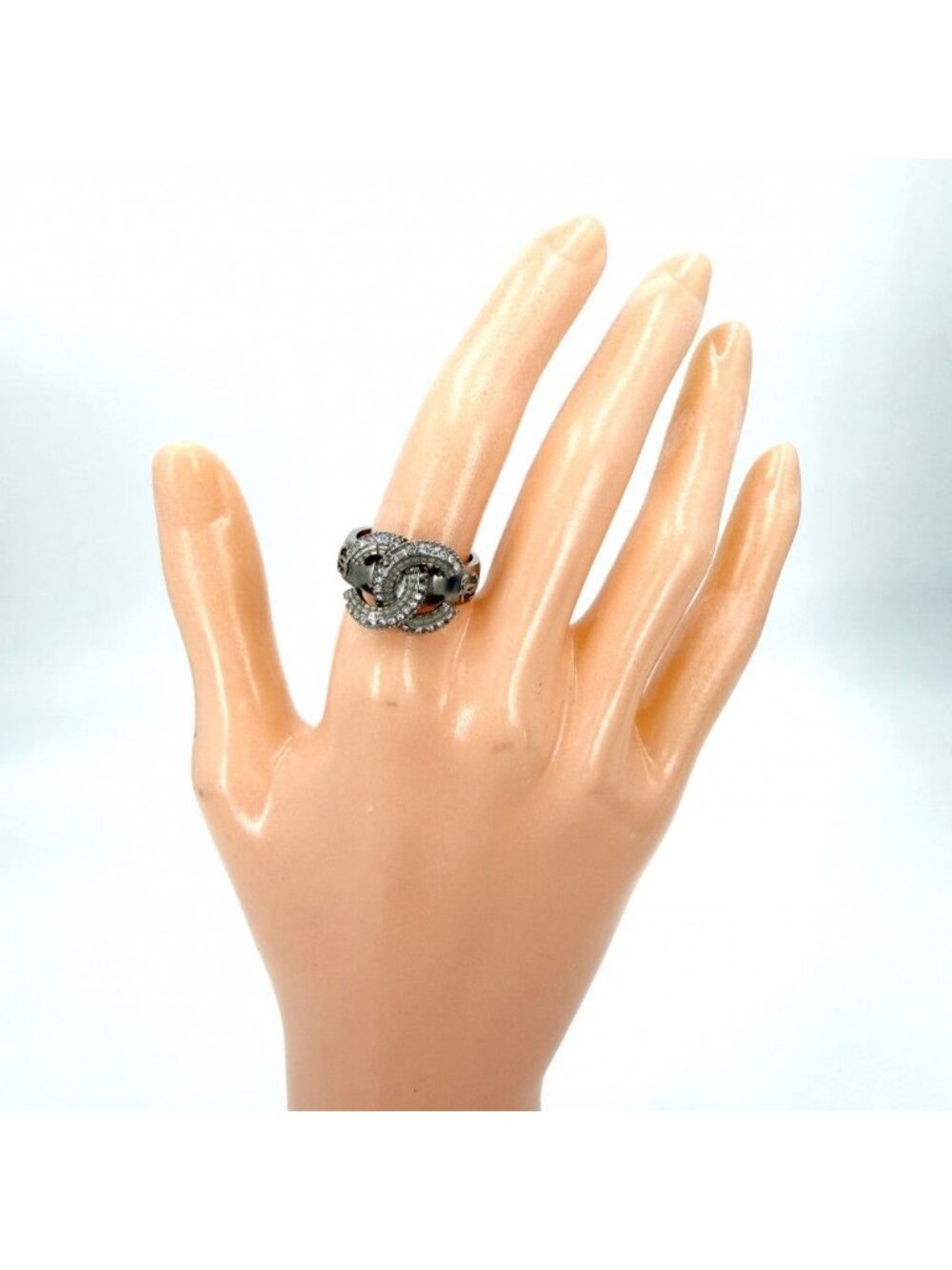 Chanel Ring CC Logo Rhinestone 14k - Picture 2 of 7